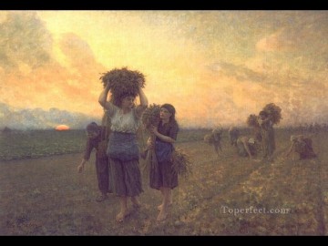  po Pintura - Los últimos espigueos campo realista Jules Breton
